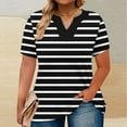 thumbnail image 3 of Otntypg Plus Size Tops for Women Casual Striped Color Block Print Summer Short Sleeve V Neck Tunic Blouse Loose Oversized Comfy Pullover T-Shirts Dark Gray XXXL, 3 of 6