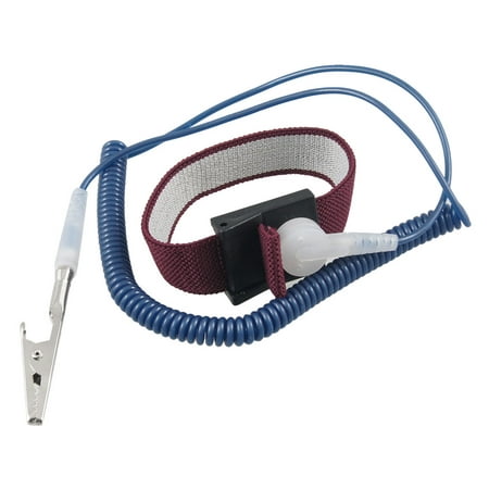 Image of Blue Anti Static ESD Wrist Strap Band Grounding Spring Coiled Cable Burgundy