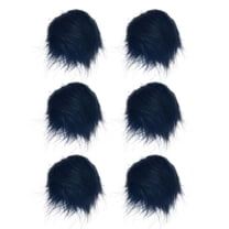 Uxcell 6-Pack Faux Fur Pom Poms, 3.1 Inch/ 8 cm Soft Fluffy PomPoms Balls with Elastic Loop for DIY[Navy Blue]