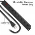 thumbnail image 4 of Metal 8 Outlet Mountable Power Strip with Surge Protector, Wall Mount Heavy Duty Wide Spaced Outlets with Switch, 15A 125V 1875W, 6 FT 14AWG Cord, Black, 4 of 5