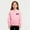 Pink, variant on Fesfesfes Valentines Day Kids Long Sleeve Pullover Sweatshirt Cozy Fleece Lined Top No Hood Casual Crewneck Shirt for Girls Boys Toddler Round Neck Solid Color Playwear(Pink#2,2-3 Years)