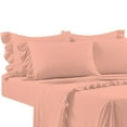 thumbnail image 4 of 4 Piece Corner Ruffle Sheet Set, 3" Inch Corner Ruffle On Flat Sheet, 21 Inch Deep Pocket, 100% Egyptian Cotton, 800 TC, Cal King Size, Solid Peach, 4 of 6