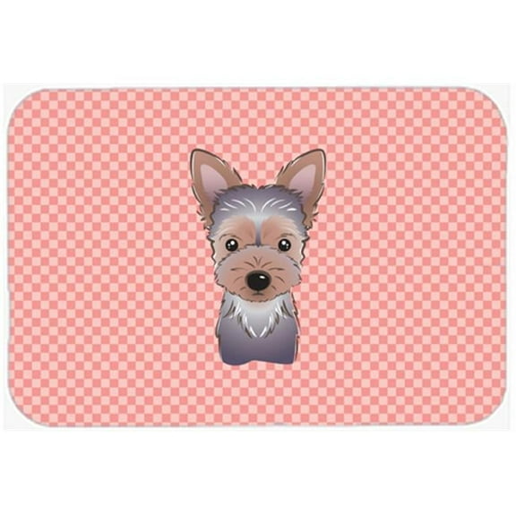 Carolines Treasures Checkerboard Pink Yorkie Puppy Mouse Pad Hot Pad or Trivet Large multicolor