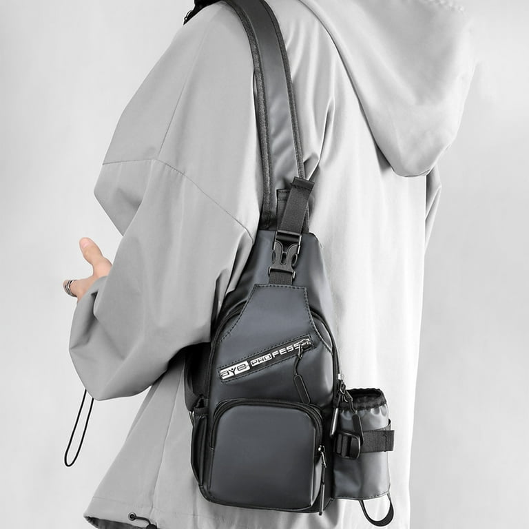 Kiplyki Wholesale Men Women Messenger Bag Leather Messenger Bag Water Cup Chest Bag Shoulder Bag Chest Bag Messenger Bag With for Hiking Camping