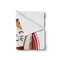 thumbnail image 2 of Japanese Cat Soft Flannel Fleece Throw Blanket, Cheerful Luck Cat with Cool Background, Cozy Plush for Indoor and Outdoor Use, 70" x 90", Vermilion Cocoa, by Ambesonne, 2 of 5