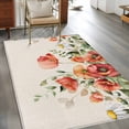 thumbnail image 2 of Area Rugs for Living Room Bedroom, Red Poppy 4'x6' Rug Washable Carpet Runner Indoor Outdoor, Spring Country Watercolor Daisy Flower Leaf Plant Non Slip Accent Floor Mats Rug for Kitchen, Office, 2 of 8