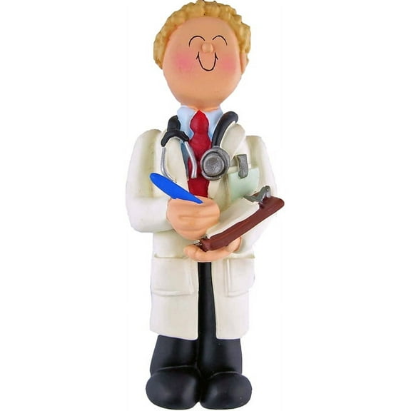 Doctor Male Blonde Personalized Christmas Ornament DO-IT-YOURSELF
