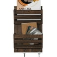 thumbnail image 2 of OYEAL Wall Mount 2-Slot Mail Organizer with Key Hooks, Suitable for Office, Living Room, Entryway, Rustic Brown, 2 of 8