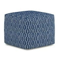 thumbnail image 1 of SIMPLIHOME Graham Square Pouf, Footstool, Upholstered in Patterned Blue, Natural Hand Woven Cotton, for the Living Room, Bedroom and Kids Room, Transitional, Modern, 1 of 5