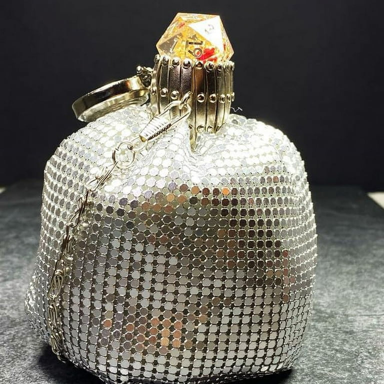 Sages Purse Vintage Style Gate Top Scaled Beggar Purse for Dice Jewelry Cosmetics Bag Pouch Silver