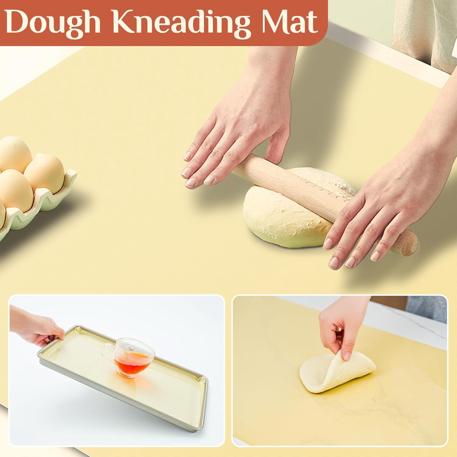 Silicone Baking Mat Roll 24x72 Inch Non-Stick Reusable Dough Pastry Sheet for Air Fryer Oven Freezer