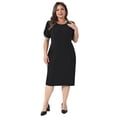 thumbnail image 3 of DARING DIVA Women's Plus Size Short Sleeve Sheath Solid Dress 1X Black, 3 of 6