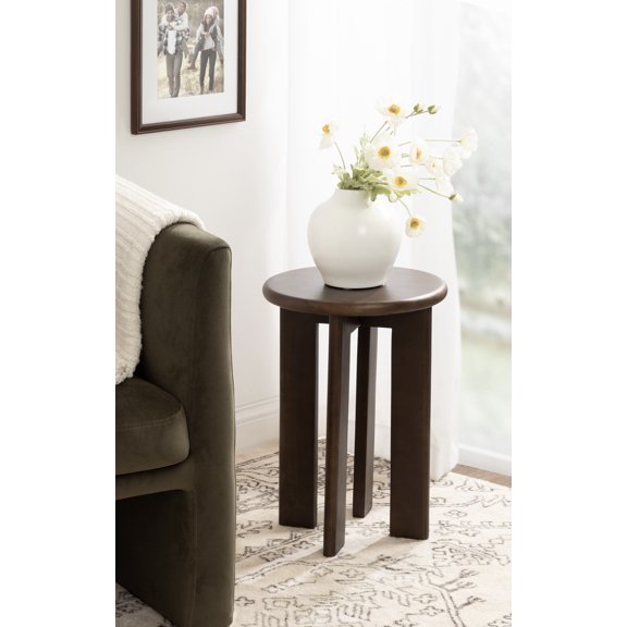 Kate and Laurel Seebeck Modern Wooden Round Side Table, 14 x 14 x 20, Dark Brown, Transitional Wood End Table for Use as Bedroom Nightstand or Living Room Accent Table