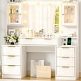 thumbnail image 2 of Ktaxon Large Makeup Vanity with 7 Drawers, Flutted Vanity Table Set with Lighted Mirror, Get Ready with Me, White, 2 of 9