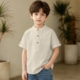 thumbnail image 4 of Zhanqunnn Boys Short Sleeve Shirt Button Up Dress Shirts Tees Pockets, Size 7-8 Years, 4 of 4