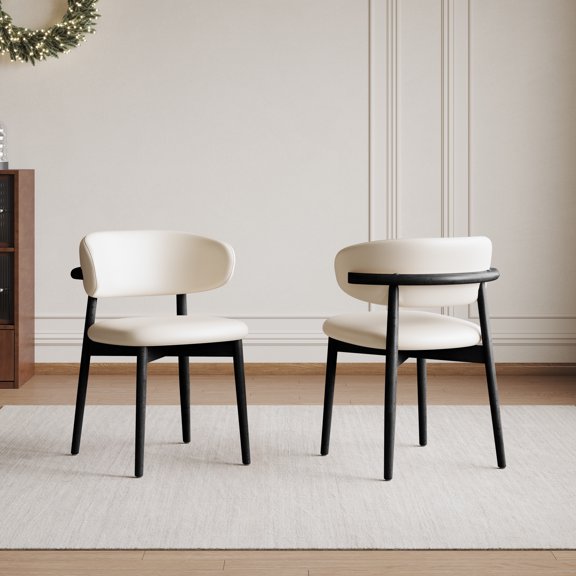 Miekor Furniture Mid-Century Modern wood feet Dining Chair (Set of 2) – Stylish Wooden Chairs for Dining Room, Kitchen, or Living Room, Comfortable & Durable, Easy to Assemble (black) No3875