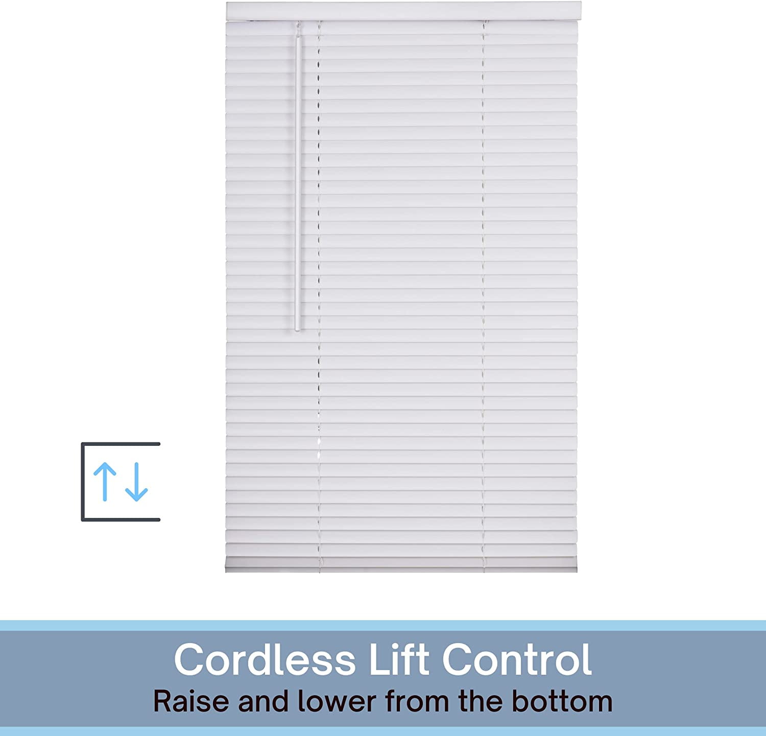 LOTUS & WINDOWARE Cordless Mini Blind, 1" Vinyl Slats, 59" Wide x 60" Long - White, Window Blinds for Home and Office, Interior Door Blinds - Light Filtering