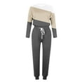 thumbnail image 5 of Friday Savings！Kojanyu Women's Fashionable Loose Fitting Color Matching Long Sleeved Casual Set 2Pc Set/Khaki 6(M), 5 of 5