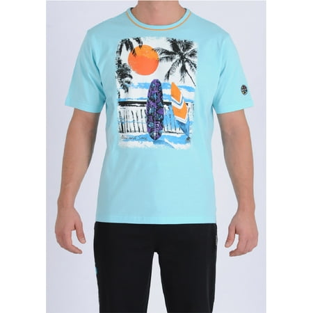 Maui And Sons Surfer Crew Neck Tee For Men In Light Blue SMALL