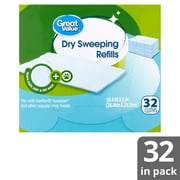 Great Value Dry Sweeping Cloth Refills, 32 Count