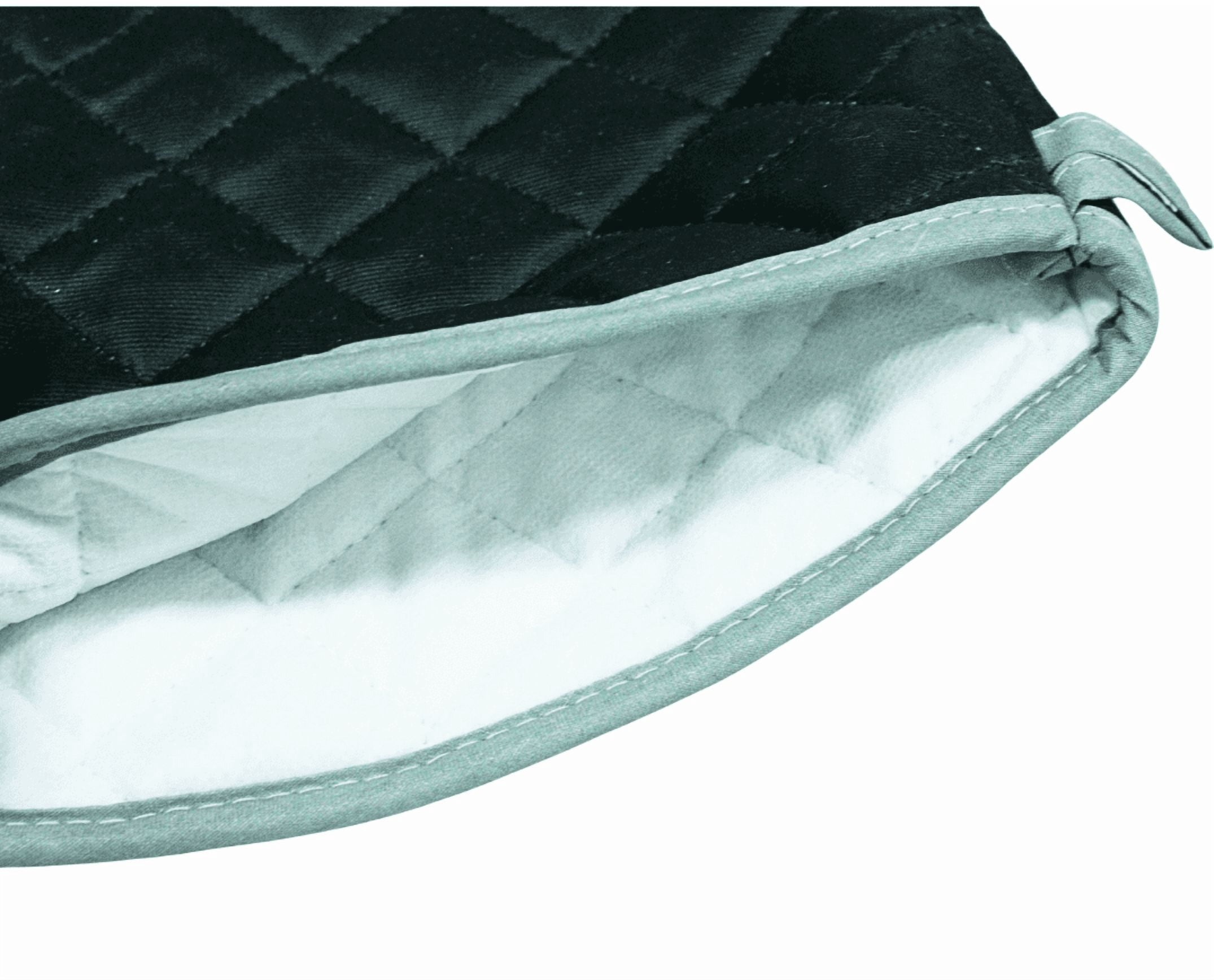 Black Quilted Canvas Oven Mitts, 24" Length, 450 Degree Heat Resistance, Ambidextrous, Sold by Pair