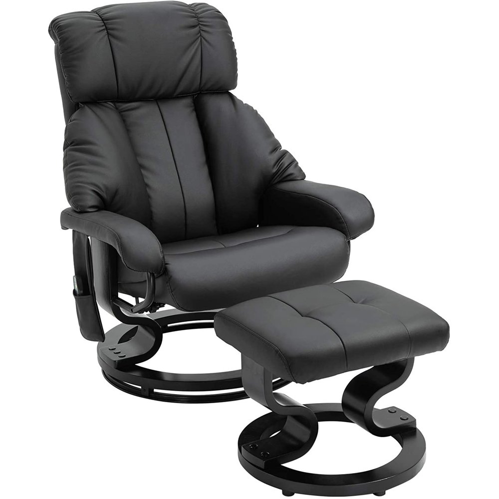 Mecor Massage Recliner Chair w/Ottoman PU Leather Swivel Reclining