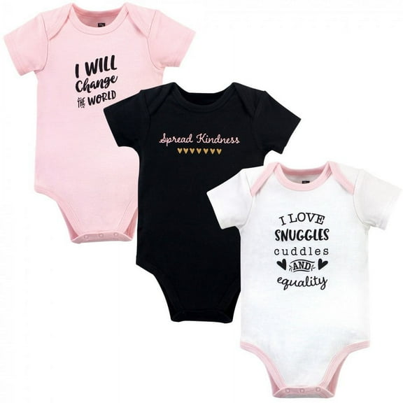 Hudson Baby Infant Girl Cotton Bodysuits, Spread Kindness, 0-3 Months