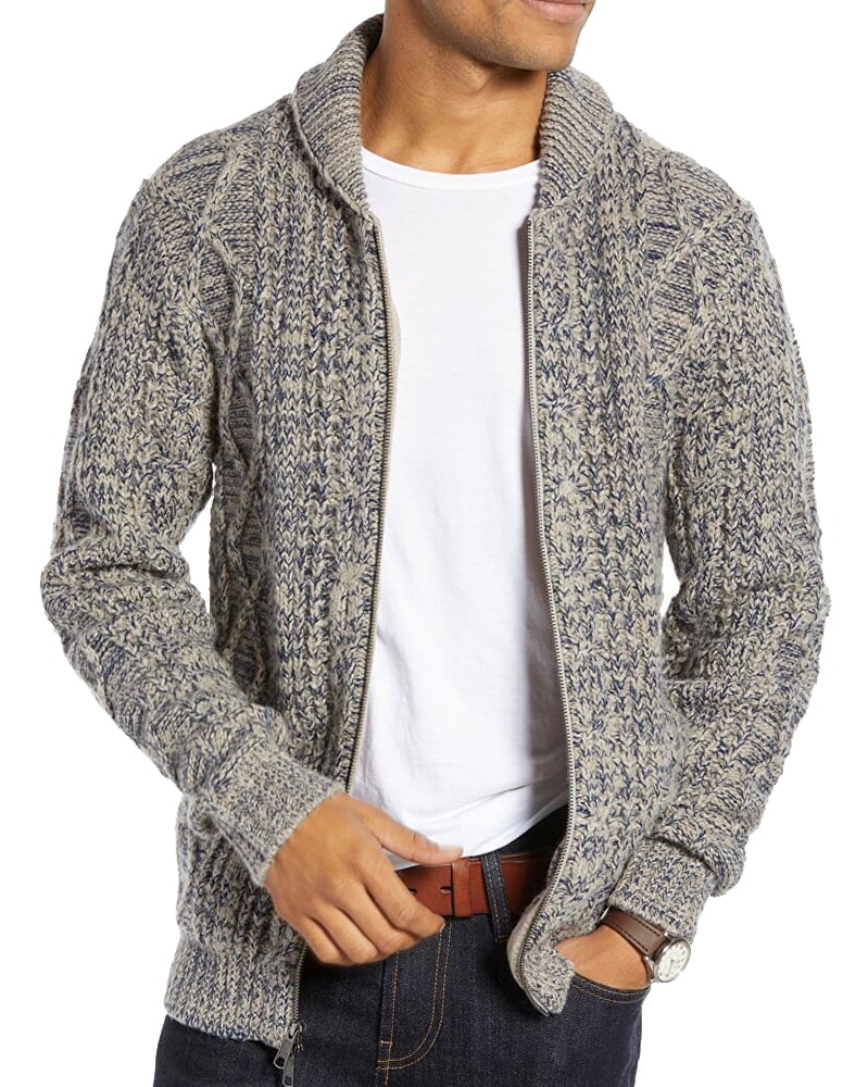 Autumn Winter Men Casual Knit Cardigans Zipper Sweater Coat