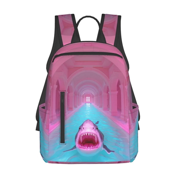 Disketp Pink Shark Pool Fantasy Mochila Ligera e Impermeable, Mochila de Día Resistente para Viajes, Senderismo y Uso Diario para Hombre y Mujer