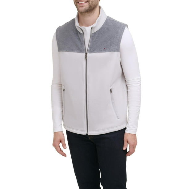 Chaleco Tommy Hilfiger de forro polar para hombre, color gris claro, XXXL