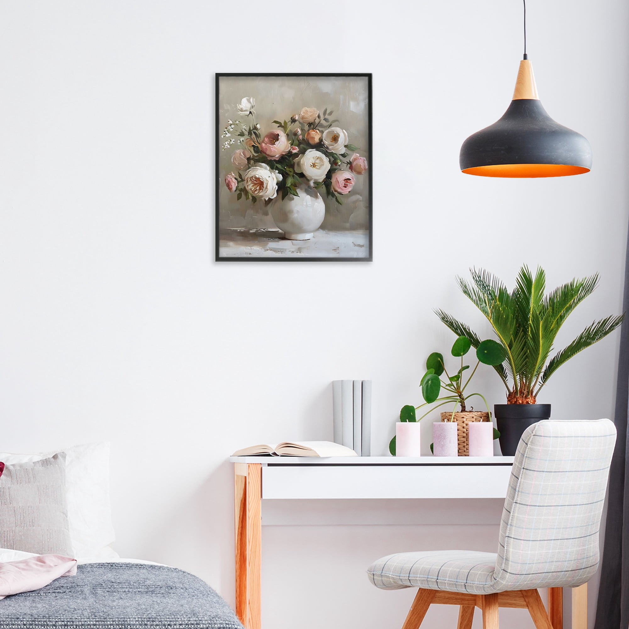 Stupell Industries Peony Blooms Bouquet Vase Black Framed Giclee Art, design by Creative Studio