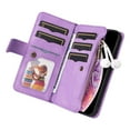 thumbnail image 4 of Multifunctional Case for iPhone XS Max,[RFID Blocking] 9 Credit Cards Holder with Wrist Strap, Premium PU Leather Zipper Wallet Purse Magnetic Flip Phone Cover For iPhone XS Max, Purple, 4 of 12