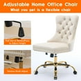 thumbnail image 4 of Pawverly Velvet Upholstered Office Chair, Tufted Button Swivel Desk Chair with Adjustable Height, Gold Metal Base & Wheels, Modern Vanity Chair, Beige, 4 of 8