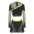 thumbnail image 4 of Aislor Womens 2 Piece Long Sleeve Cheerleading Outfits Crop Tops With Dance Skirt For Rave Dancewear Gold XL, 4 of 7
