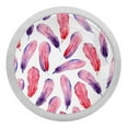 thumbnail image 1 of 4PCS Round Feathers Watercolor Cabinet Fluorescence Knob Glowing in the Dark Furniture Drawer Pulls Handle with Screws, 1 of 5