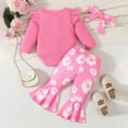 thumbnail image 4 of TOWED22 Newborn Baby Girl Clothes 3pcs Infant Rib Frill Long Sleeve Romper Flared Pants Headband Set Fall Winter Outfits,0-3 M, 4 of 7