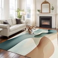thumbnail image 3 of Area Rug 72×108in, Abstract Water Ripple Gradient Art Floor Carpet Living Room Rug, Watercolor Teal Brown Stripe Non-Slip Welcome Mat Indoor Rugs for Bedroom Dining Room, 3 of 9