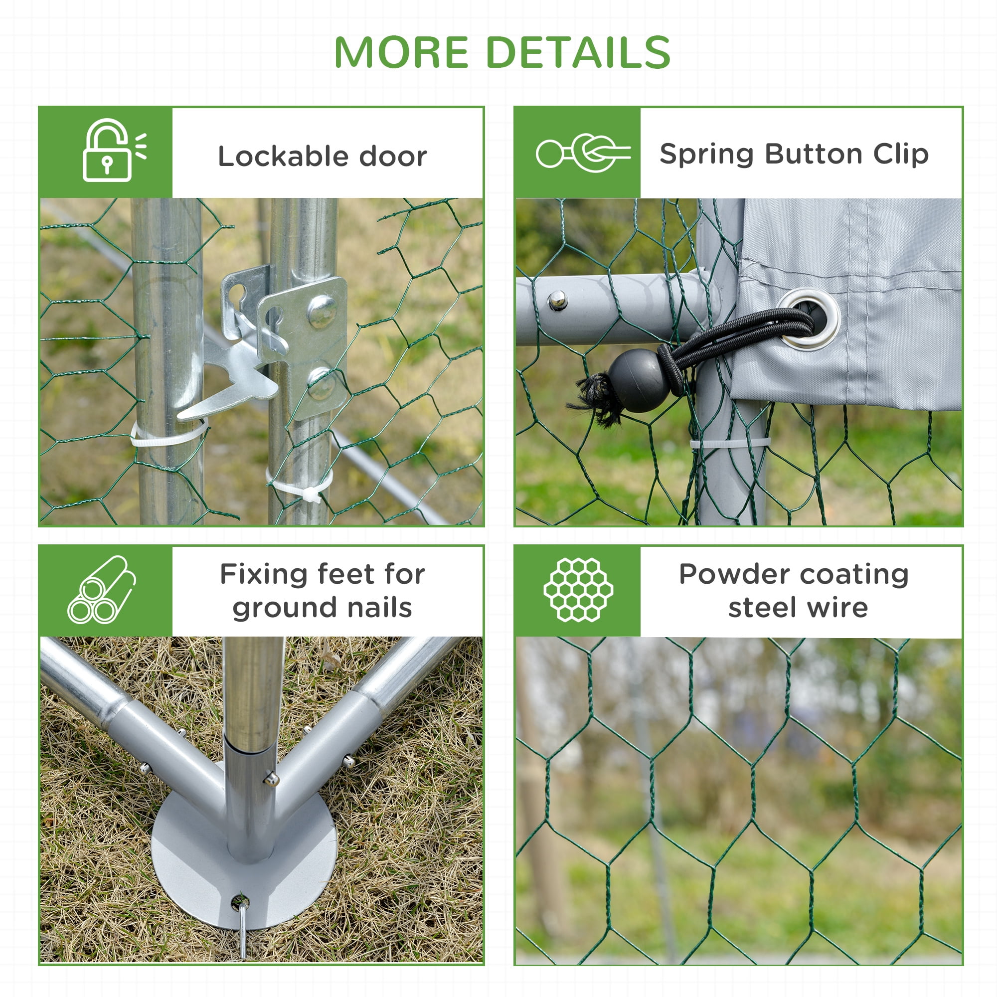 PawHut Metal Chicken Coop Walk-in Enclosure with Cover 9.2' x 18.7' x 6.5'