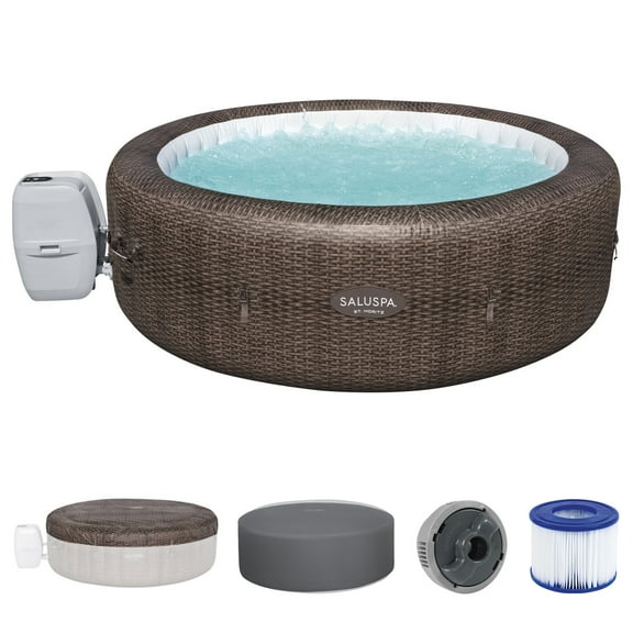 Bestway SaluSpa St. Moritz 5-7 Person Inflatable Hot Tub, Round Energy-Efficient Spa, 85" x 28"