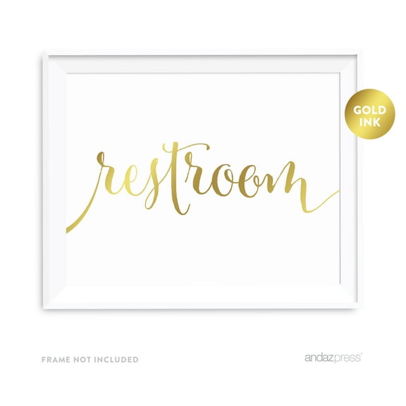 Restroom Metallic Gold Wedding Party Signs