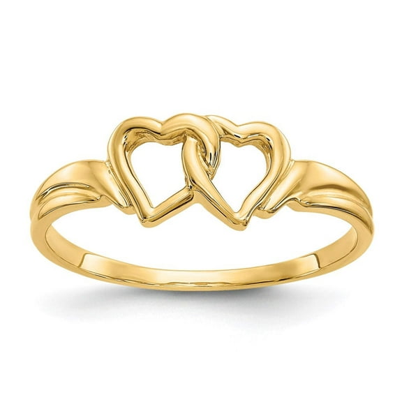 14k Yellow Gold Solid Polished Love Heart Ring Size 7 Statement Ring for Women - 1.8 Grams