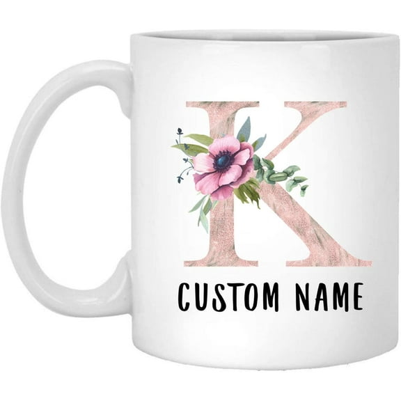 Personalized Monogram Letters K With Customized Name Christmas 2022 Gifts White Coffee Mug 11oz