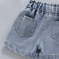 thumbnail image 2 of ZCFZJW Baby and Toddler Girls Denim Shortie Shorts Big Girls Summer Thin Pearl Pocket Elastic Waist Shining Denim Perforated Denim Shorts #01-Blue 14-15 Years, 2 of 8