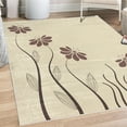 thumbnail image 1 of Flower Decorative Rug, Floral Petals with Striped Leaves and Lines Modern Style Geometrical Design Print, Quality Carpet for Bedroom Dorm and Living Room, 6 Sizes, Dark Maroon, by Ambesonne, 1 of 4
