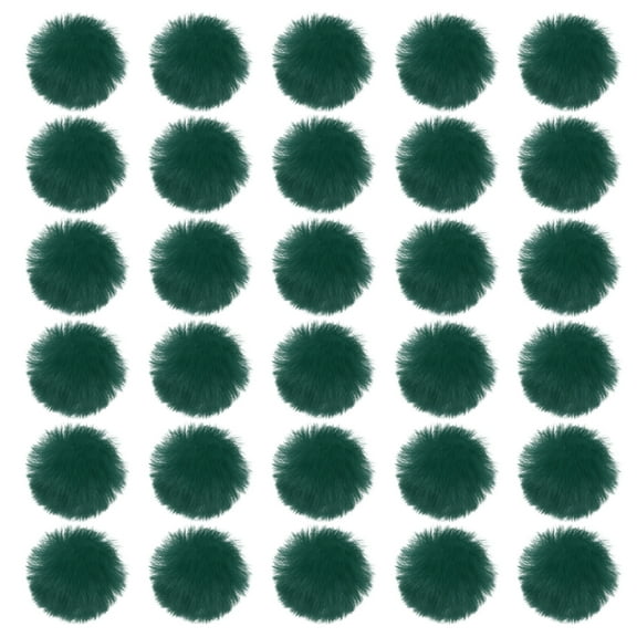 Uxcell Faux Fur Pom Poms for Hats, 30 Pcs Fluffy Soft Fur Poms Balls with Elastic Loop for Keychain Knitting Hats DIY Scarves Gloves Bag Christmas, Dark Green