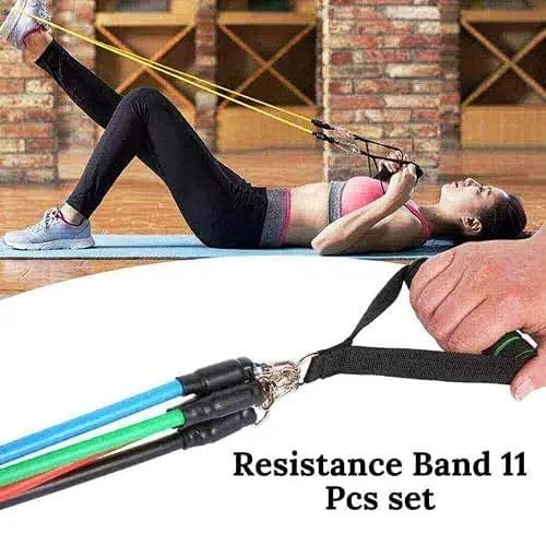 iKonbi Resistance Bands Set (11pcs) Exercise Bands with Door Anchor Handles Waterproof Carry Bag Legs Ankle Straps for Resistance Training Physical Therapy Home Workouts (Multicolor)