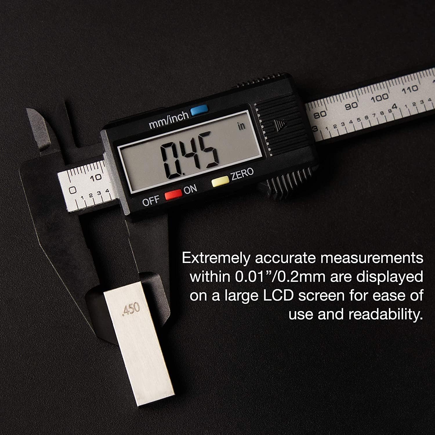 01417A 6” Digital Caliper | Electronic Measuring Tool | Range of 0-6”or 0-150mm | Inch and Millimeters | Large LCD Display | External and Internal Measuring Jaw | Zero Setting and Auto Off