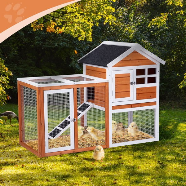 Imerelez 38" Wooden Indoor Bunny Hutch Rabbit Cage on Wheels Guinea Pig PET House for Small to Medium Animals Waterproof