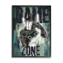 Stupell Industries Game Zone Controller Typography Painting Black Framed Art Print Wall Art, 24 x 30