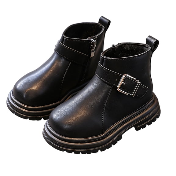 YMUQEIGH Boys Girls High Top Combat Ankle Boots Kids Waterproof PU Leather Fall Boots Winter Warm Snow Outdoor Hiking Shoes Toddler Non Slip Texture Soft Durable Walking Boot